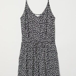 H&M Dark Blue Patterned V-Neck Jumpsuit, Size